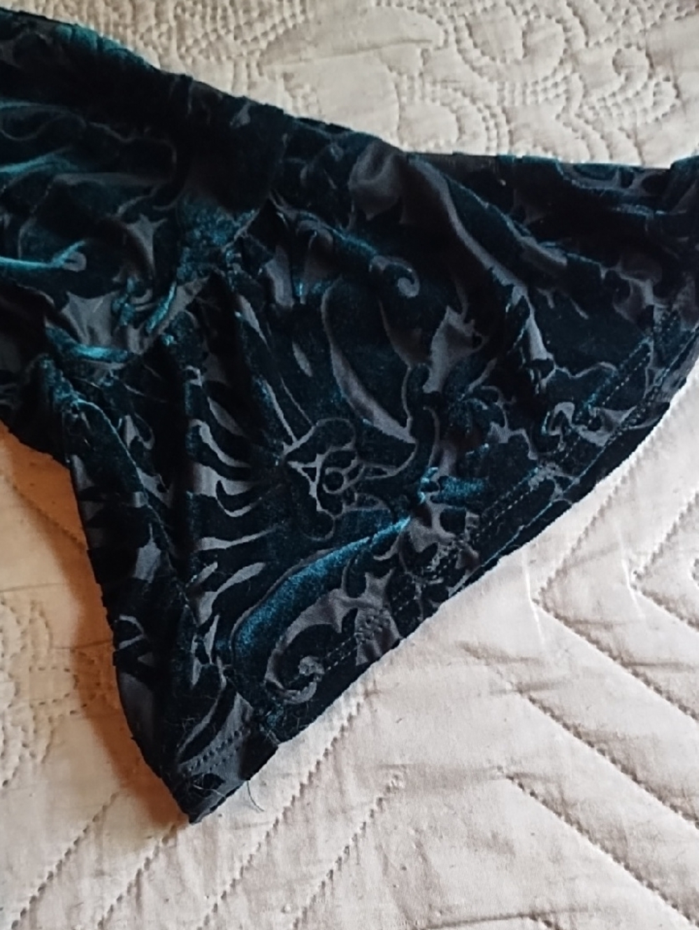 Women's Black Velvet Burnout Short Sleeve Top with Back Tie Detail Small, EUC. - Picture 12 of 12